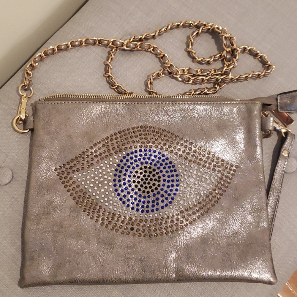 Cross over evil eye leather bag